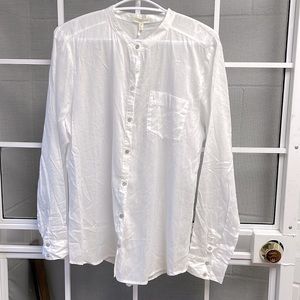 Eileen fisher white organic cotton blouse size medium